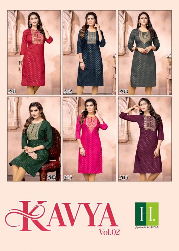Hirwa Kavya Vol 2 Festive Wear Silk Designer Kurti Collection
